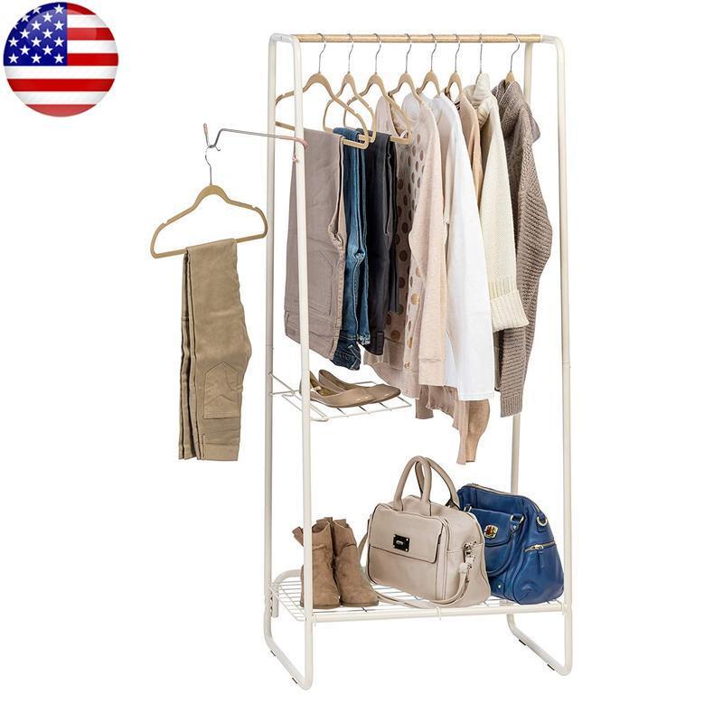 Freestanding Clothes Rack with Metal Shelf Portable Garment and Accessory Storage USA-image