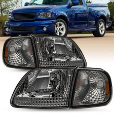 For 97-02 Expedition Ford 97-03 F150 Smoke Housing Amber Corner 4pcs Headlights
