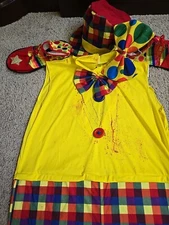 Hauntlook Mens Sz Large Creepy Circus Clown Halloween Costume 4pc Shoes Bow Suit