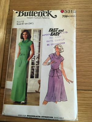 1978 ORIGINAL BUTTERICK SCHNITTMUSTER 5313 Größe 12 Brustumfang 34 UNGESCHNITTEN KOSTENLOSER VERSAND