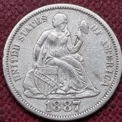 1887 Seated Liberty Dime 10c Higher Grade XF - AU Details #68676