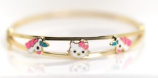 14kt - 585 Children's Bracelet Hello Kitty Cat Unicorn Yellow Gold, L: 12.8cm