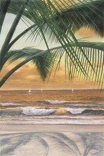 Ceramic Backsplash Tile Mural Beach Scene Seaside Ocean - Paradiso Sunset