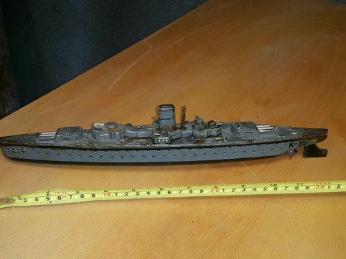 VNTG. TOY BOAT SHIP CKO KELLERMAN BATTLESHIP K-351 WIND UP GDR DDR GERMANY WW2 - Picture 5 of 12
