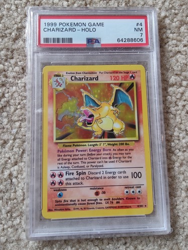 1999 POKEMON CHARIZARD BASE SET, WOTC CARD 4/102, PSA NM 7, CERT. 64288606 🔥