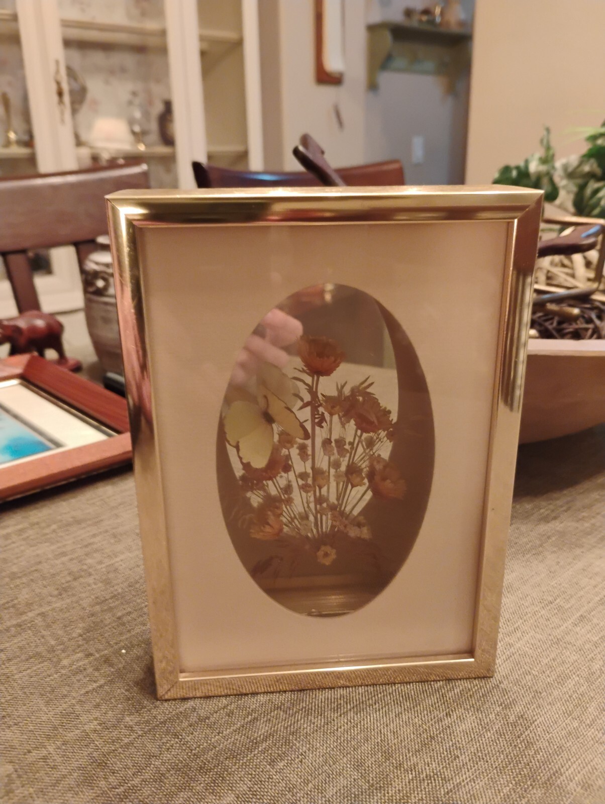 vintage dried flowers framed-image