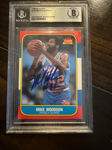 KINGS MIKE WOODSON signed autographed 1986 FLEER CARD BECKETT BAS - 第 1/1 張圖片