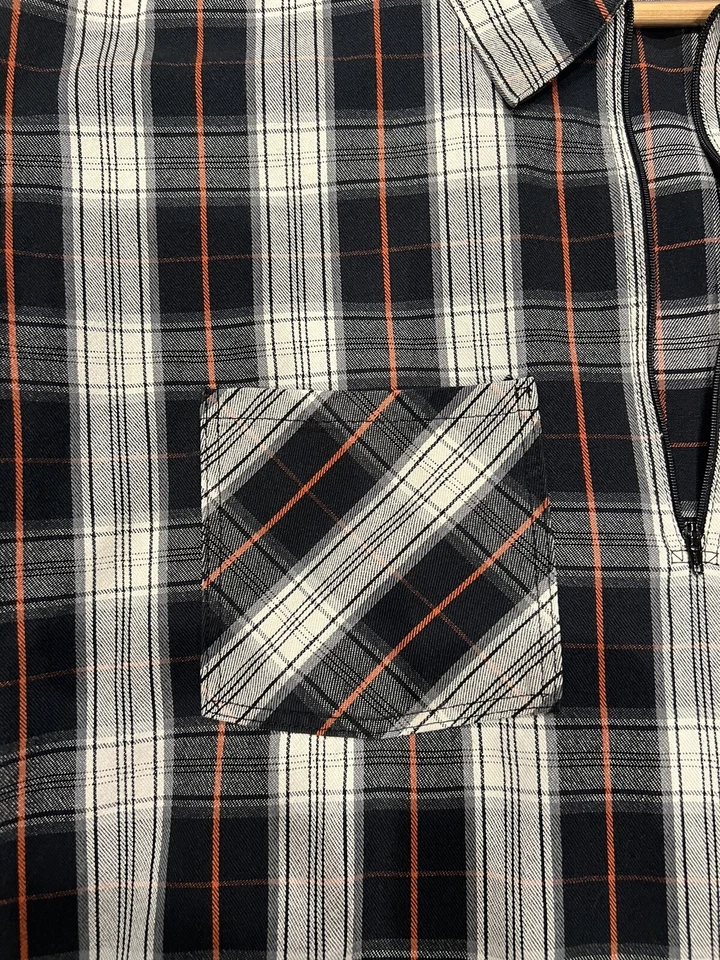 Camisa Ben Davis Vintage Para Hombre XXL Negra/Blanca/Roja Media 1/2 Cremallera Hecha en EE. UU. Foto 4 de 4