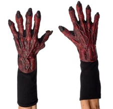 Red Devil Demon Bloody Undead Hands Fiend Scary Adult Halloween Costume Gloves