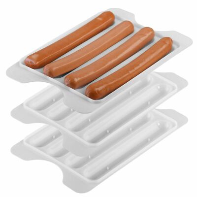 3x Mikrowelle Hot Dog Tablett mikrowellengeeignet Wurstschalen Kunststoff Hotdog Kochgestell