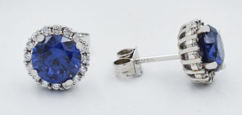 AAA TANZANITE 3.58 Cts & WHITE SAPPHIRES STUD EARRINGS .925 Silver -NEW WITH TAG - Picture 12 of 12