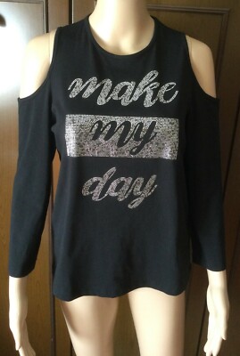 Cotton T-shirt embellished with rhinestones MARELLA Woman, black color, size S