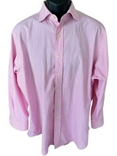 Polo by Ralph Lauren Regent Classic Fit Shirt Men's 17 32/33 Pink White Stripe