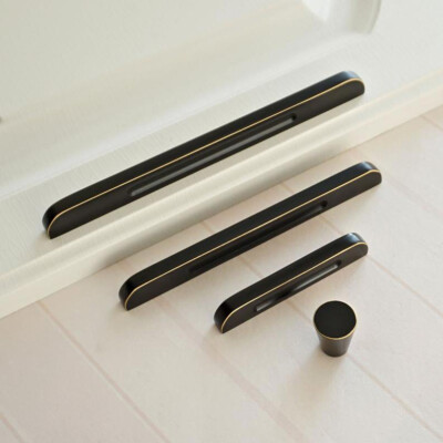 Modern Solid Black Bronze Kitchen Cabinet Handles Dresser Drawer