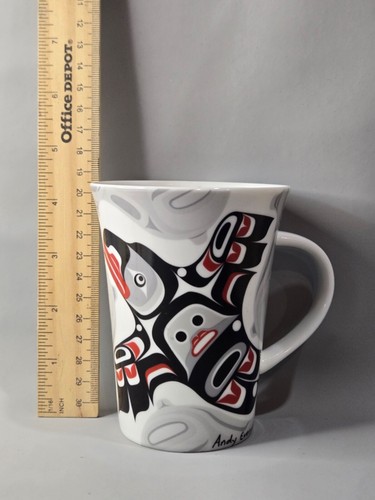 Oscardo Mug Andy Everson Canadian Indigenous Artist. blk, red and wht bird 4.25" - Picture 5 of 9