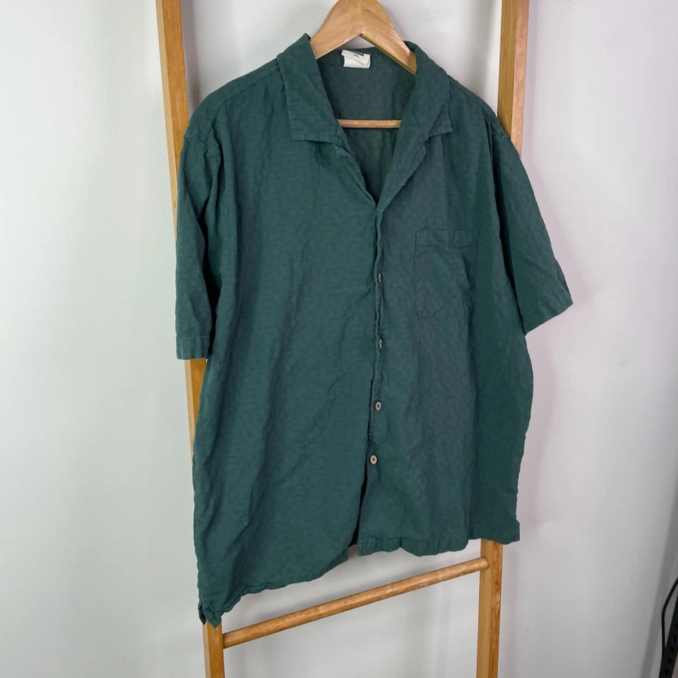 Insight Button Up Shirt Men 2XL Green Short Sleeve Cotton Casual Pocket Business - image 2 of 4