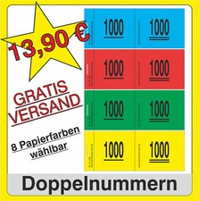 1000 Doppelnummern GRATIS VERSAND Lose Nummernblock Garderobennummern
