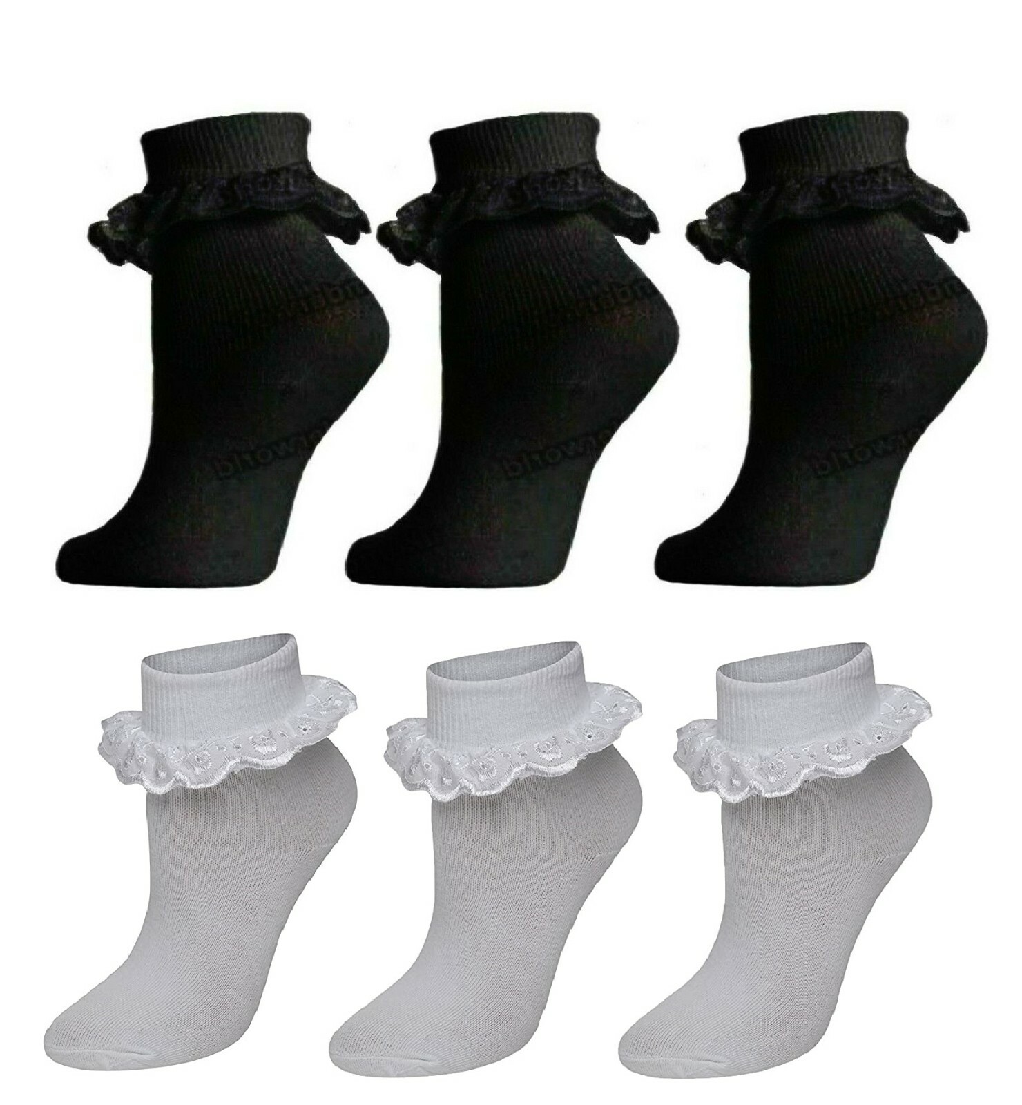 SAOLA Confezione da 1 6 calzini alla caviglia in pizzo arricciati donna bambina bambini extra morbidi cotone