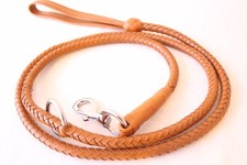 Dog Leash Lead Genuine Leather Hand Braided 74.5  /6.2 Ft Heavy Duty