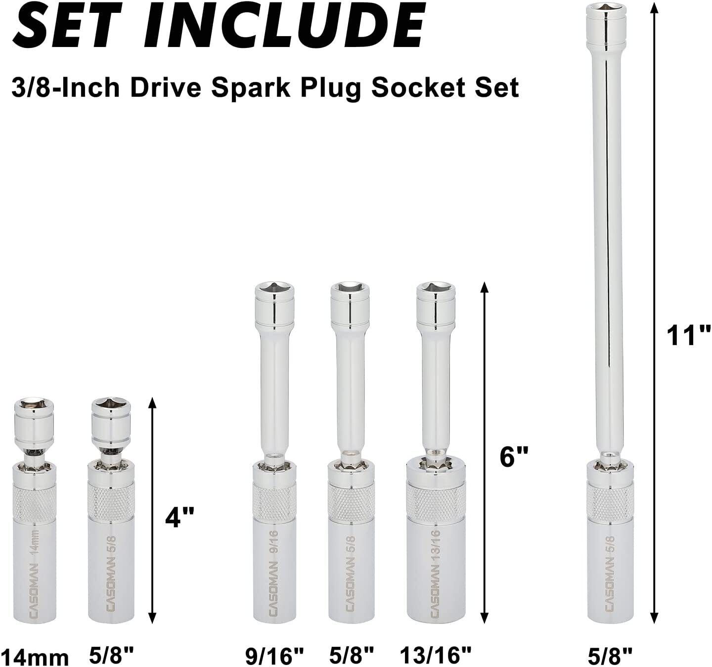 3/8Inch Drive Swivel Spark Plug Socket Set eBay