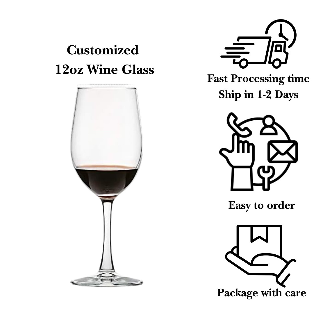 Custom Engraved Porsche Style Wine Glass – 12 oz Stemmed Wine Glass