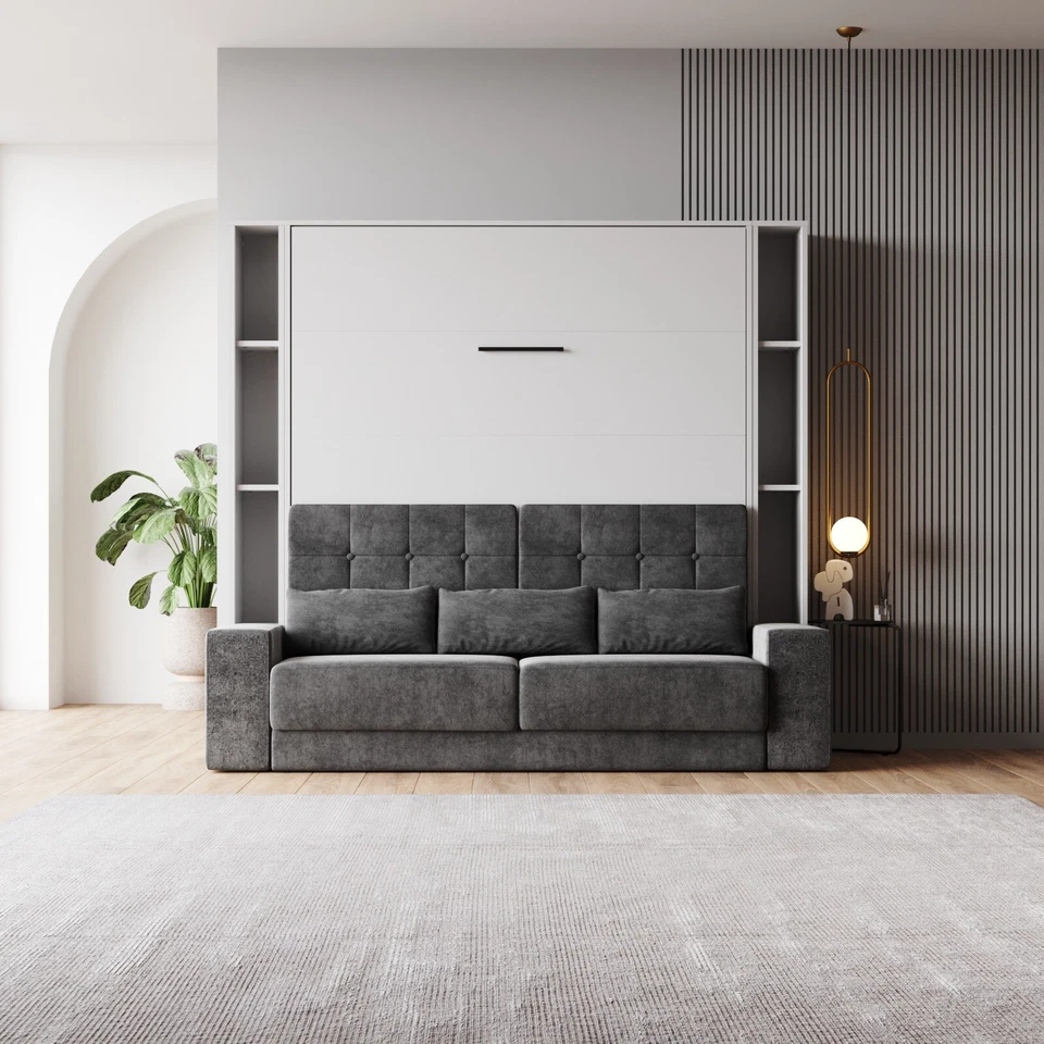 SMARTBett Schrankbett Set mit Sofa M1 180x200 + 2 Standregale inkl.LED  - Bild 3 von 4