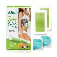 Nad's Body Wax Strips Hair Removal for Women at Home Plus 4 Calming Oil Wipes