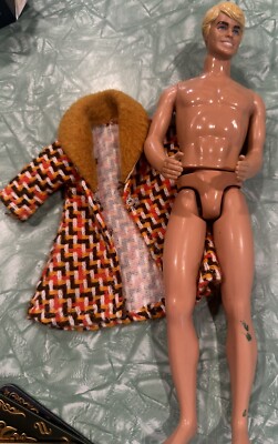 1968 mattel Ken doll Barbie hong kong Tweed Fur Collar Pimp Coat