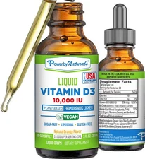 Vegan Liquid Vitamin D3 Supplement 10,000 IU Plant Based Liposomal Orange Flavor