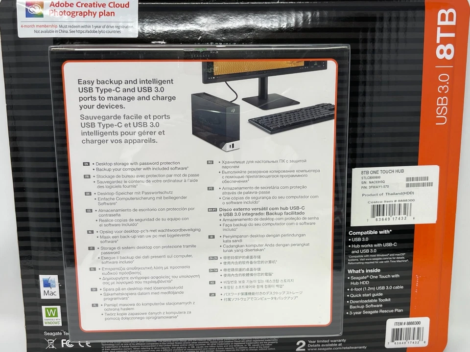 Seagate One Touch 8 TB Hub Desktop External Hard Drive HD USB-C USB 3.0 Ports... - Image 4 of 4