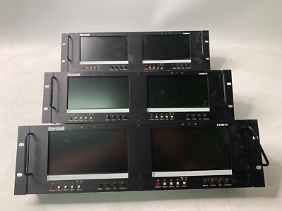 Lot of 3 Marshall V-R72DP-2C 3U Rackmount Pro Video Monitors - Heavy Wear  PARTS