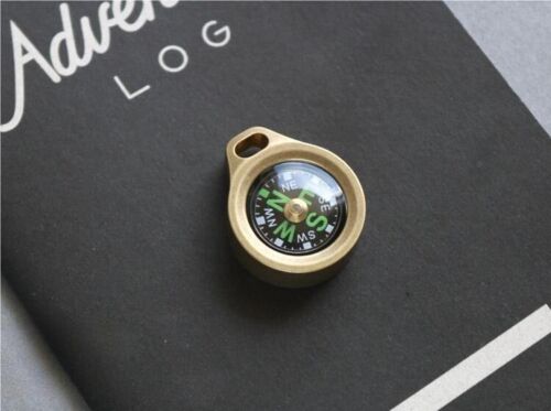 EDC Mini Brass Compass Pocket Survival Compass Keychain Necklace Pendant Outdoor - Picture 2 of 5