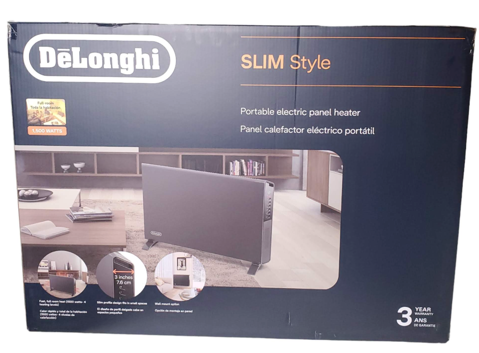 Deu0026#039;Longhi Convection Panel Heater Full Room Quiet 1500W Asphalt Grey  HCX9115E | eBay