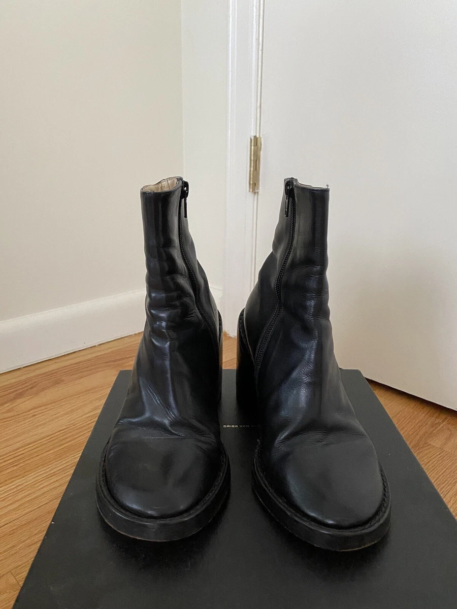 Ann Demeulemeester Zipper boots black leather High heel size 36