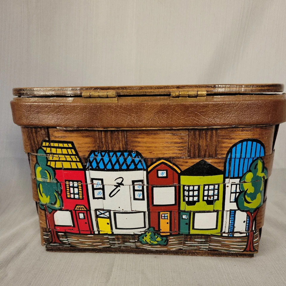 Cartera Caro Nan Happy Penny Años 60 ESPALDAS EN BLANCO Bolso de Mano Cesta Tejido Madera ÚNICA EN SU CLASE  Foto 4 de 4