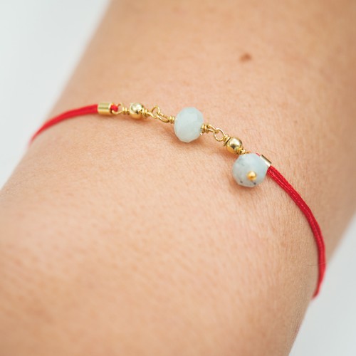 Lucky Red String Bracelet with Gemstones, Rosary Style, Birthstone Bracelet - Picture 8 of 19