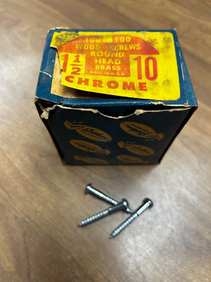 Vintage Chrome Chris Craft Wood Screws #10 X 1.5'' Slotted Round Head LOT OF 88