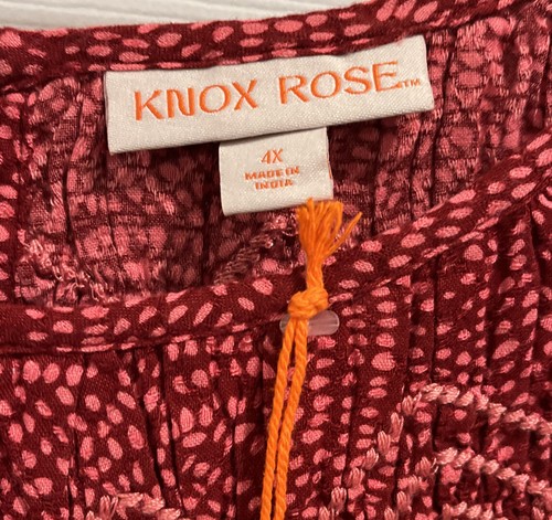 NWT Knox Rose Peasant Dress Smocked Embroidered Puff Sleeve Red Print Sz 4X - Picture 8 of 11