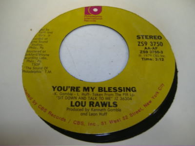 Soul 45 LOU RAWLS - You're My Blessing / Heartaches on Philadelphia