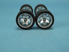 1/64 Wheels 1/64 Wheel and Tire Set Real Riders 6-Spoke Style Silver V-67