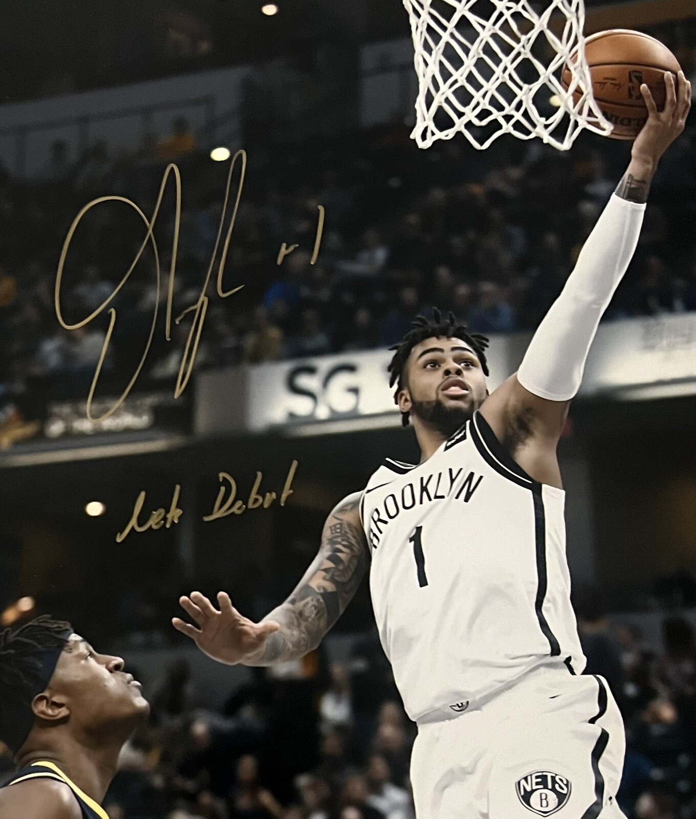 D'Angelo Russell Brooklyn Nets "#1" & "Nets Debut" 16x20 Steiner NBA Auto Photo (JSA COA) 