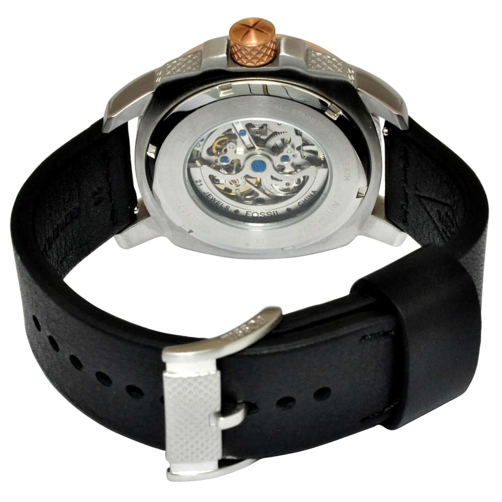 Fossil ME3082 Modern Machine Automatic Skeleton Dial Black Band 