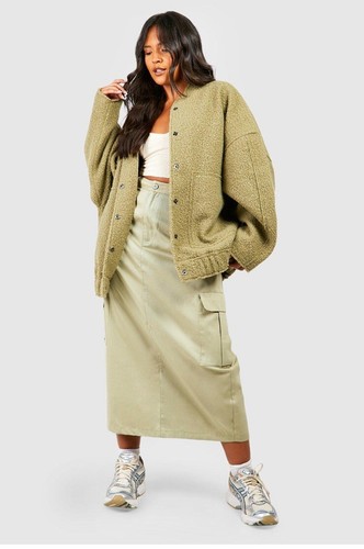 Boohoo Plus High Waisted Cargo Midi Skirt US Sz 18 - Picture 12 of 13