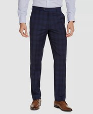  190 Michael Kors Men's Blue Plaid Wool Suit Dress Pants Size 32W 30L