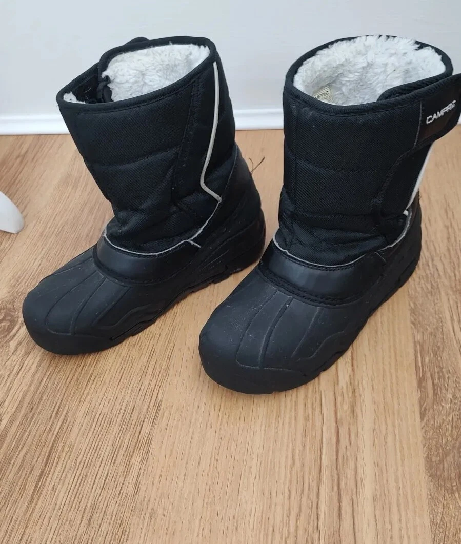 Campri Children s Black Fleece Lined Snow Boots UK 2 EU 34 US 2.5