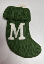 Letter M Wondershop Monogram Mini Christmas Stocking Initial GREEN Knit Target