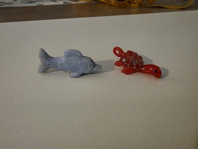 Miniature Stone Dolphin And Glass Turtle