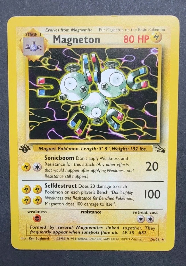 Magneton - 26/62 - Pokemon Fossil 1st Edition Rare Card WOTC NM/MT
