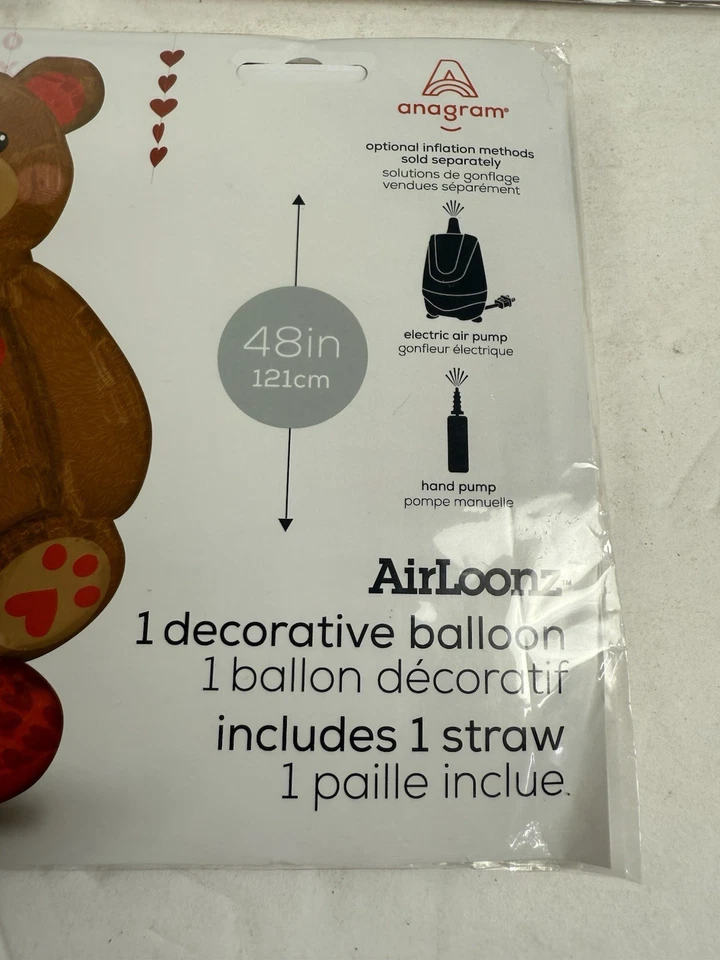 Anagrama Globo Oso de Peluche LOVE Rojo SCRIPT FOIL San Valentín 58" Alto Extra Lg 3 Foto 4 de 4
