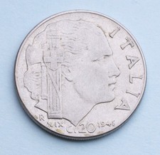 1941 R Yr. XIX Italy 20 Centesimi KM# 75b - Benito Mussolini Fascist Era WWII